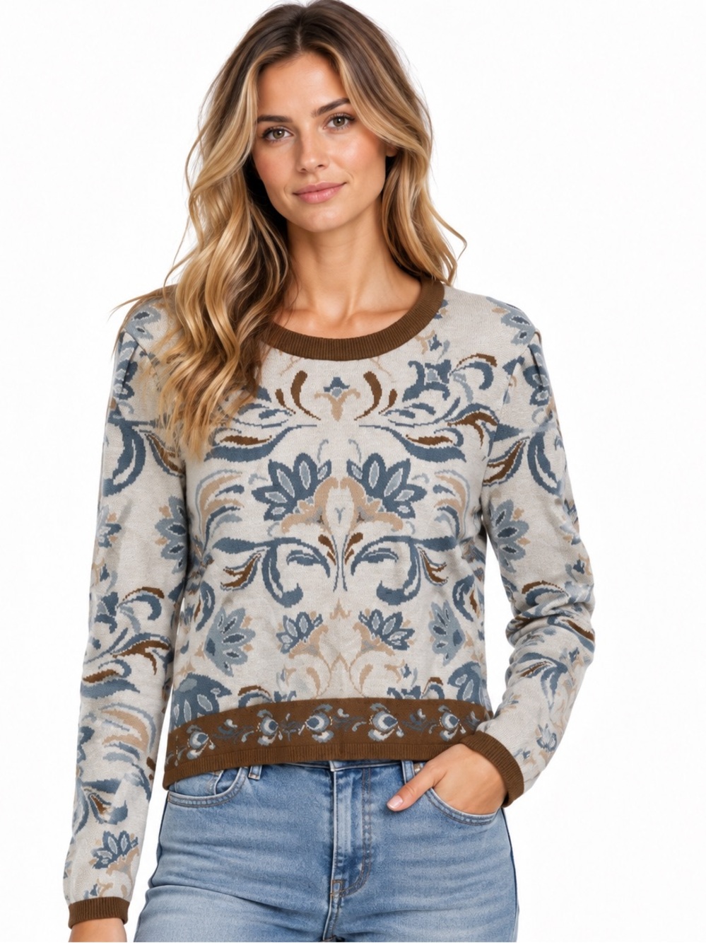 NVLT Floral cropped sweater size Large